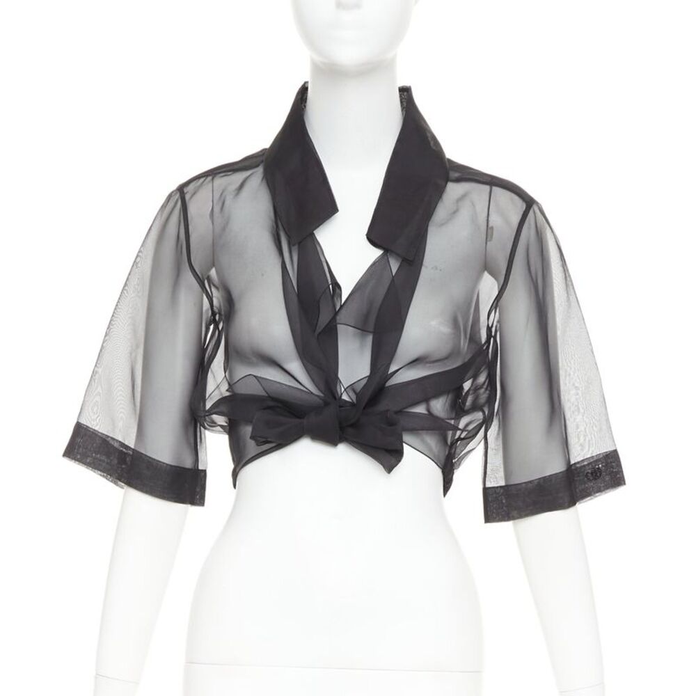 Chanel 2006 Runway Black Sheer Silk Cropped Jacket
